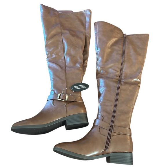 Style & Co Charlaa Buckled Over-The-Knee Wide-Calf Boots New Size 6 Cognac - Picture 2 of 4